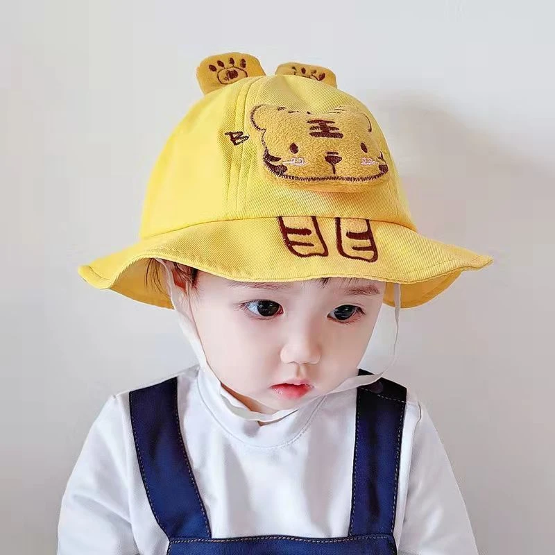 婴幼儿防晒遮阳帽春秋款时尚盆帽夏季男女儿童可爱超萌老虎渔夫帽