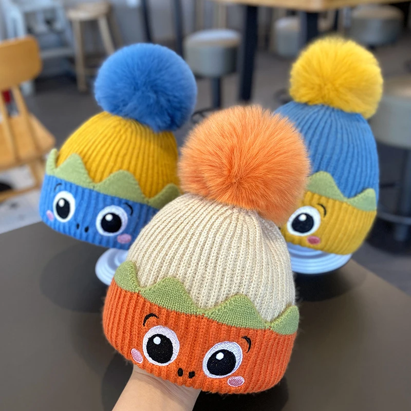 婴儿帽子秋冬儿童保暖毛线帽男童可爱超萌冬季女宝宝套头针织帽冬