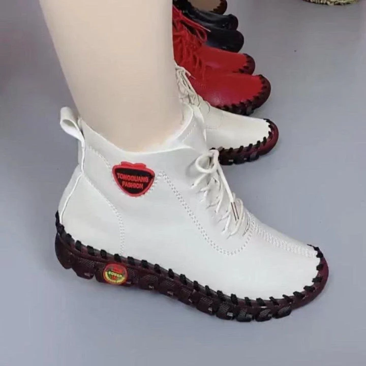 真皮棉鞋2021冬季新款加厚保暖妈妈鞋平底软底防滑工作鞋大码女靴