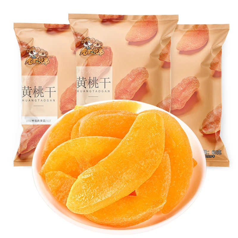 考拉兄弟黄桃干厚切桃肉干水果干蜜饯休闲零食【60g*3袋】