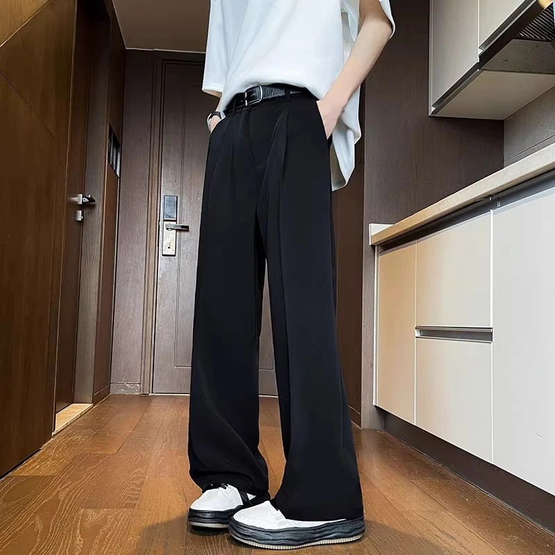 仓石一树垂坠感西裤男春季新款显瘦百搭直筒裤潮牌宽松阔腿休闲裤