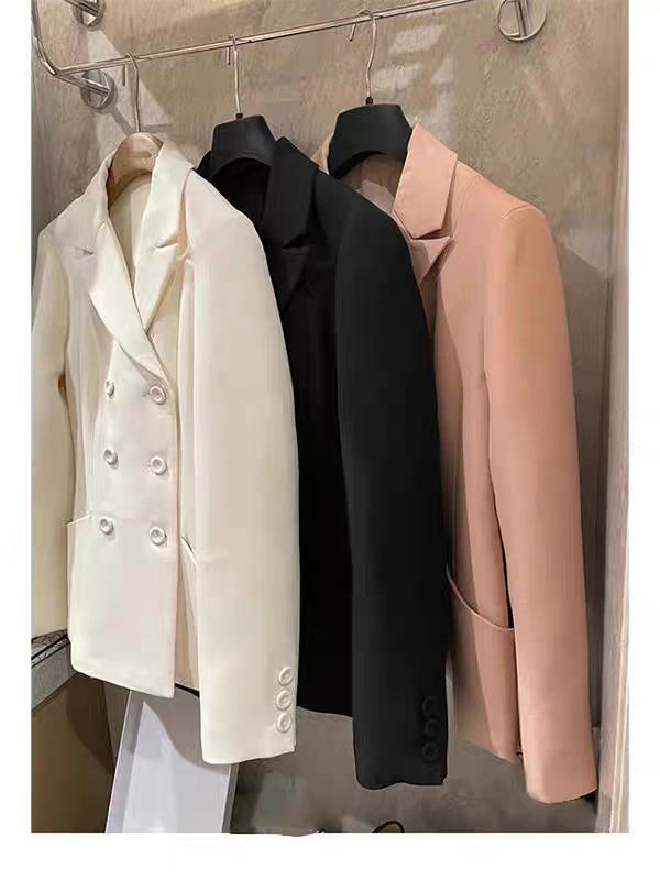 2025新款西装外套女中长款气质百搭通勤双排扣显瘦长袖外套上衣女