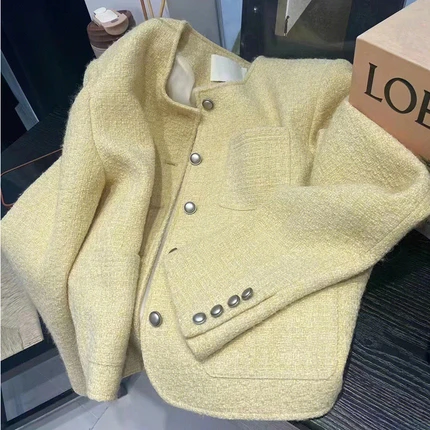 法式圆领短款小香风粗花呢外套女秋季新款名媛修身时尚夹克上衣潮