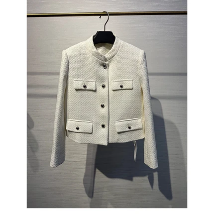 欧洲站2025春季新款重工新中式复古风立领收腰显瘦小香风短款外套