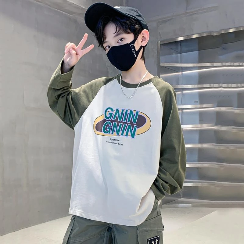 男童长袖t恤2024新款儿童秋装中大童潮帅气时髦男孩秋衣单件t上衣