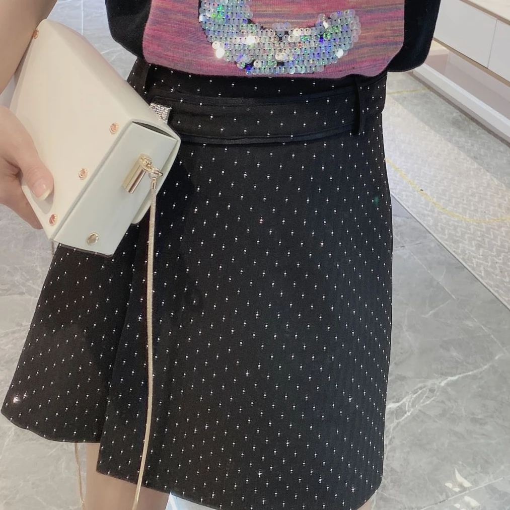 【橦颜推荐】星空满钻拼接半身裙2919