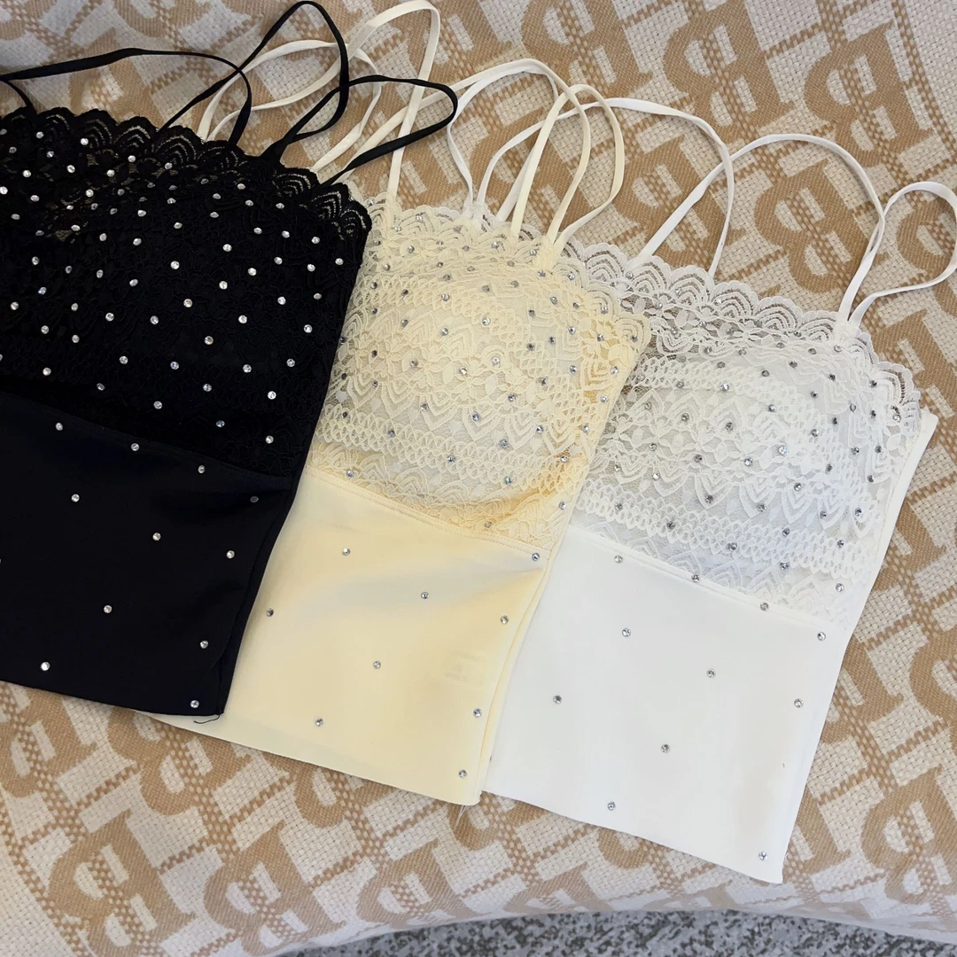 【橦颜推荐】烫钻蕾丝吊带背心8226（3.30）