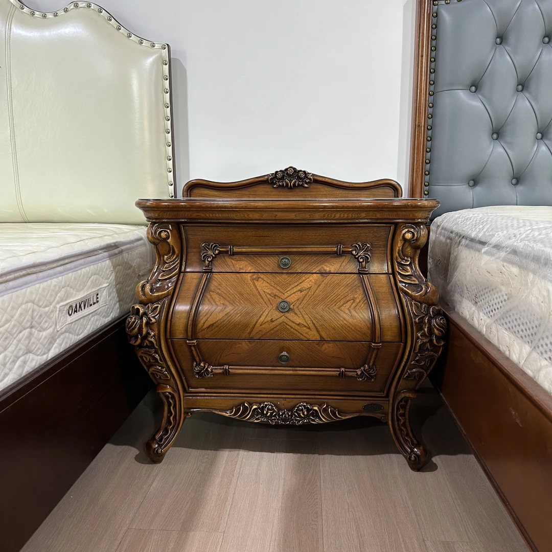 (78*52*77)奥克维尔美式全实木卧室床头柜榆木高档奢华雕花-2013