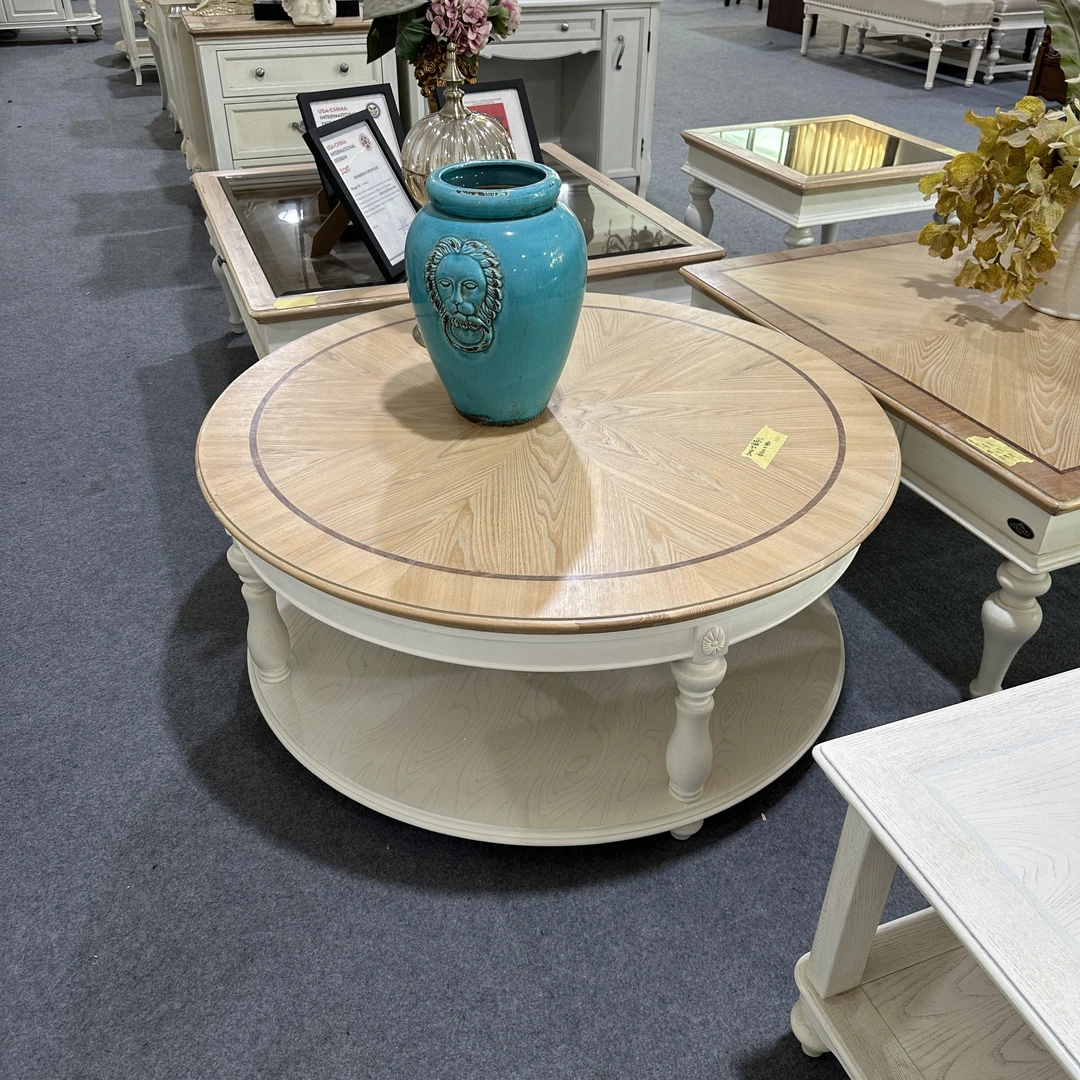 (Ф110*48)奥克维尔美式全实木客厅圆茶几榆木高档奢华家具-5002-5