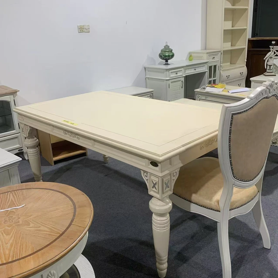 (160*90*77)奥克维尔美式俄罗斯榆木饭台全实木家用长餐桌-051