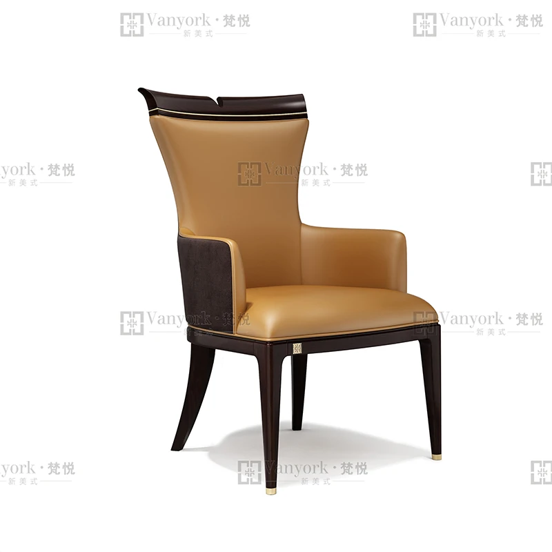 (61*66*100)奥克维尔美式风格轻奢桃花心纯实木餐椅-FY2002老款