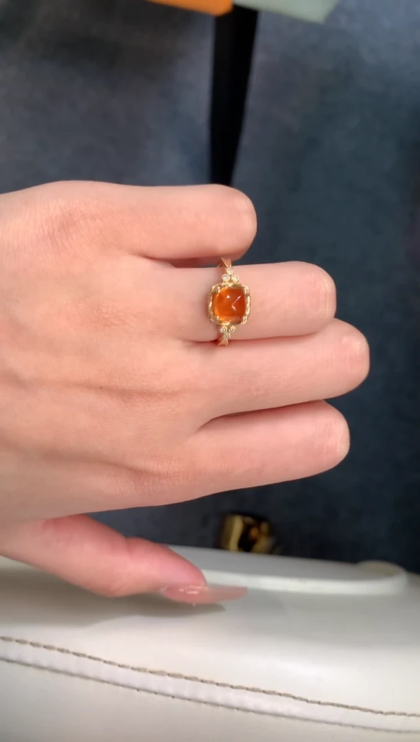 【闪购商品】石榴石（芬达石）戒指18K金镶嵌芬达石戒指