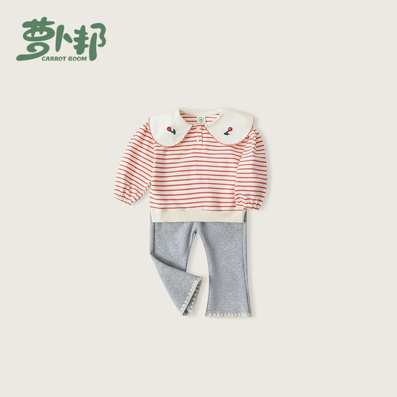 KC140女童春秋洋气两件套儿童秋款女宝宝韩版娃娃领上衣休闲裤