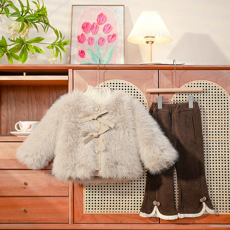 【萝卜邦】D7150+D367女童洋气冬季外套女宝宝韩版时尚毛毛外套外穿