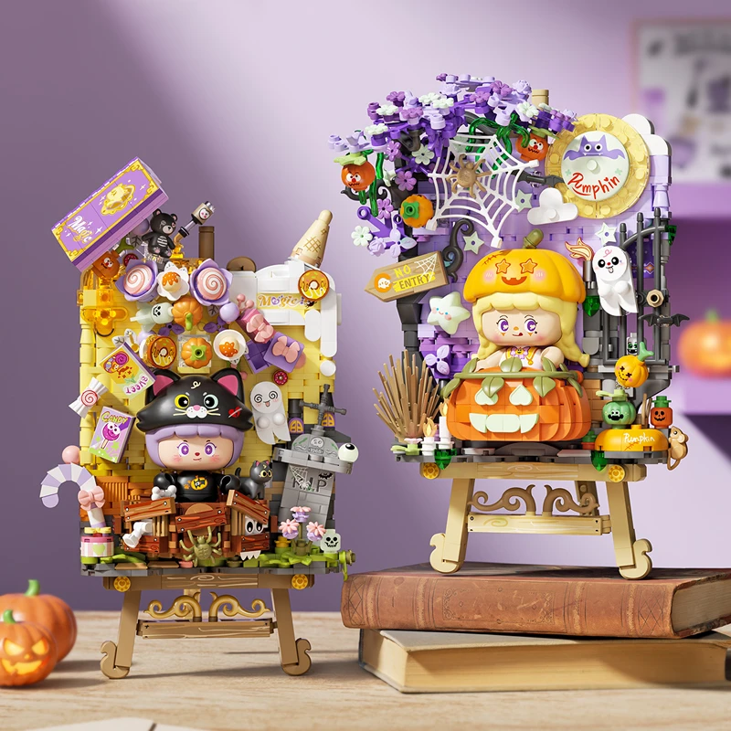 俐智Loz积木万圣立体画摆件拼装玩具搞怪南瓜益智礼物万圣节女生