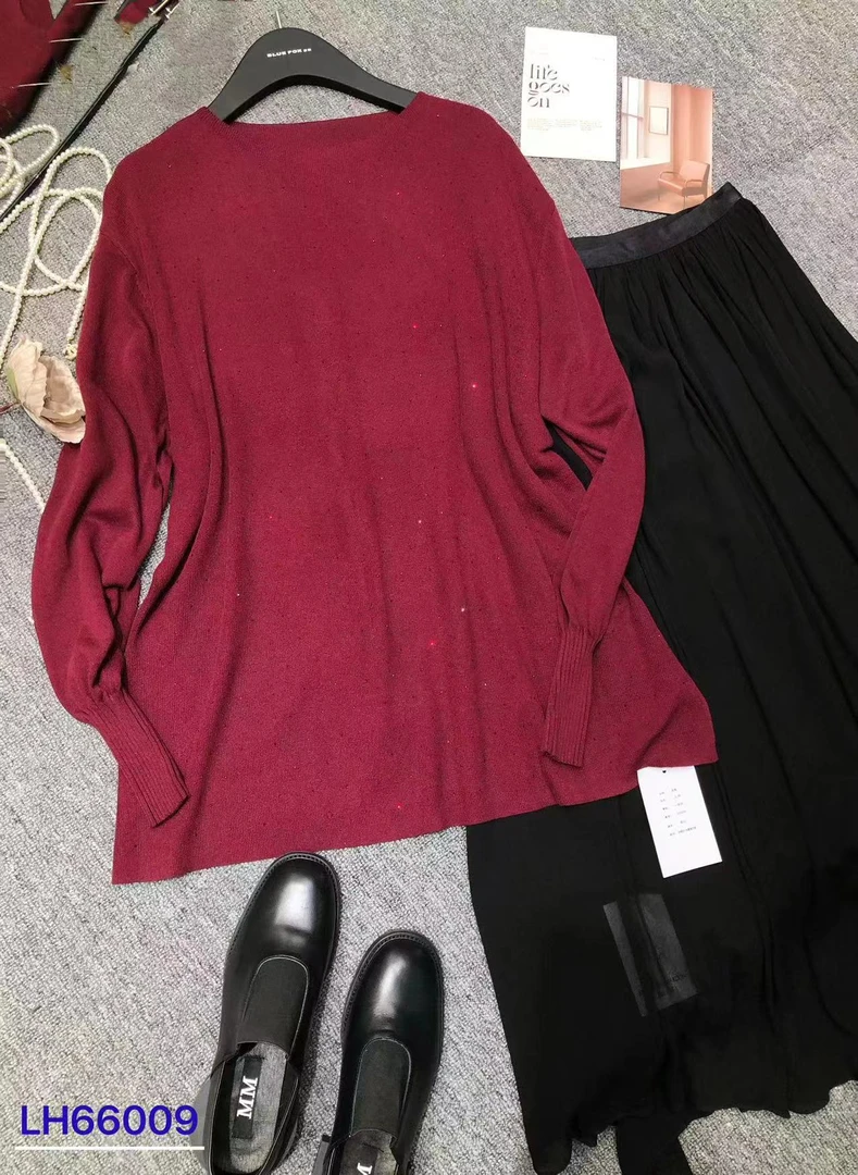 66009时尚百搭针织钻衫上衣