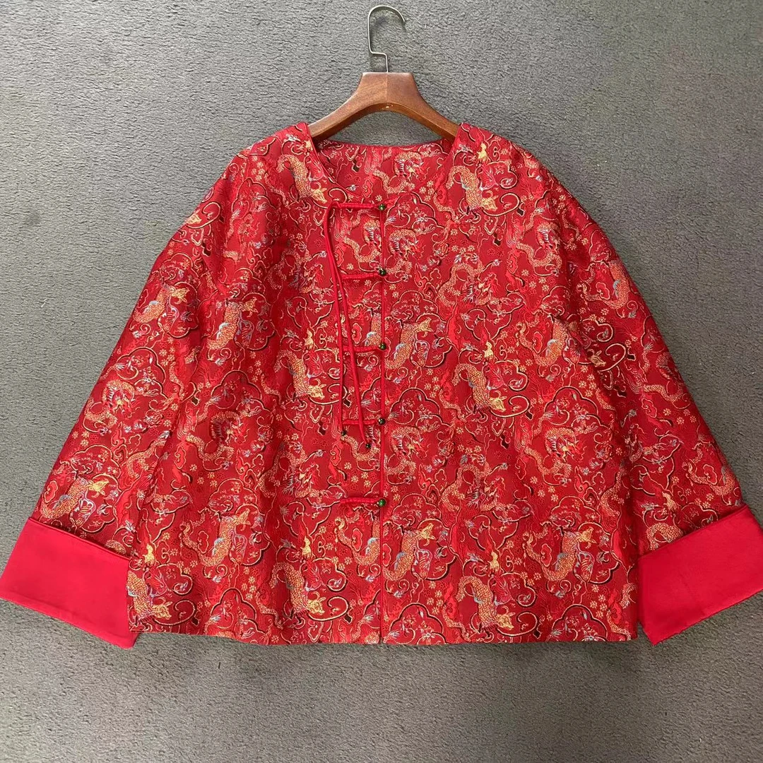 【大芦哥】新年战甲牛首金龙桑蚕丝宋锦上衣外套018