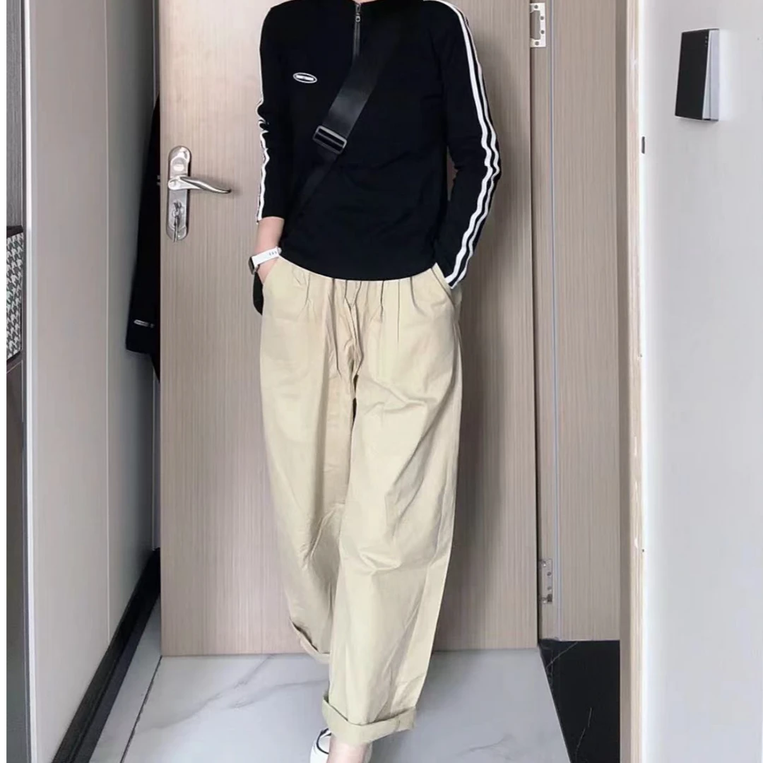 【北欧全棉】秋季上新舒适高腰透气薄款北欧简约宽松显瘦九分休闲裤