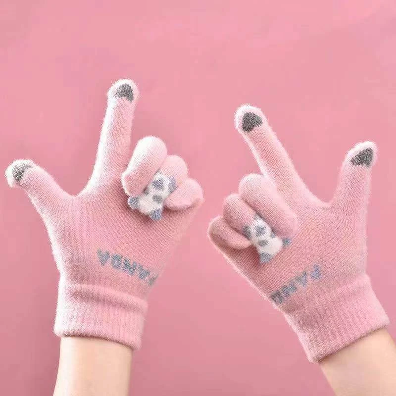 小熊触碰手套冬天骑车保暖冬防寒手套韩版冬季男女通用运动手套