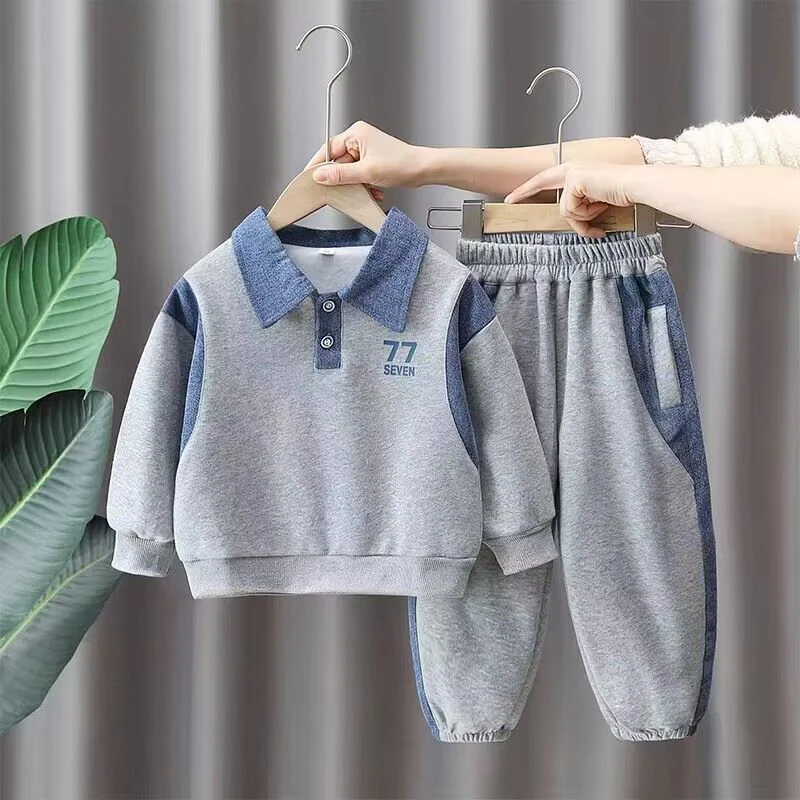 男童POLO衫套装2024新款春秋装帅气儿童休闲两件套宝宝春款衣服潮