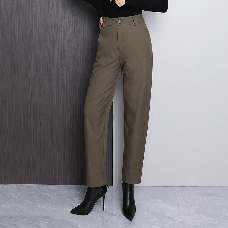 高腰阔腿镰刀裤女2025年秋冬加厚弯刀裤宽松休闲百搭九分直筒裤子