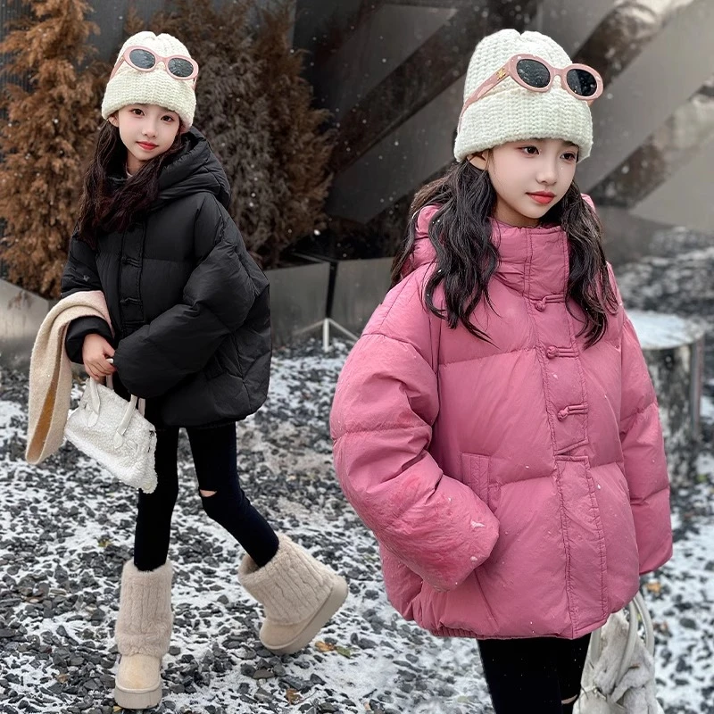 女童棉服冬季新款儿童夹棉加厚棉衣外套中大童国风女孩连帽棉袄潮