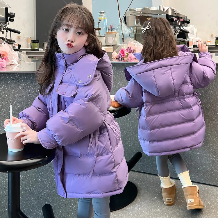 女童2024新款棉衣外套冬装6-12儿童女孩中长款棉服女大童冬季棉袄