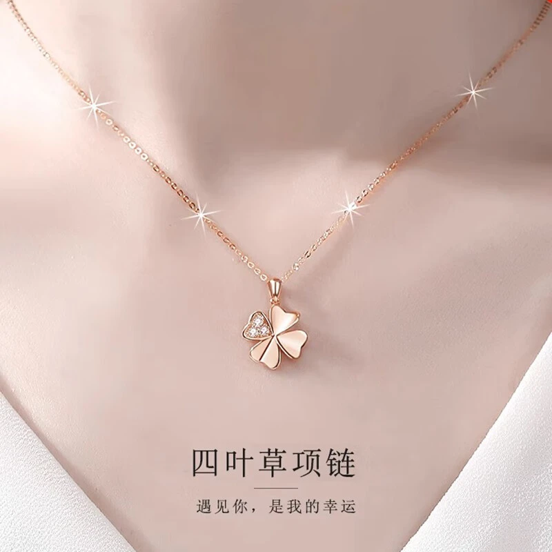 Grace Girl 坠链均925银 四叶草项链纯银甜美原创设计项链种草