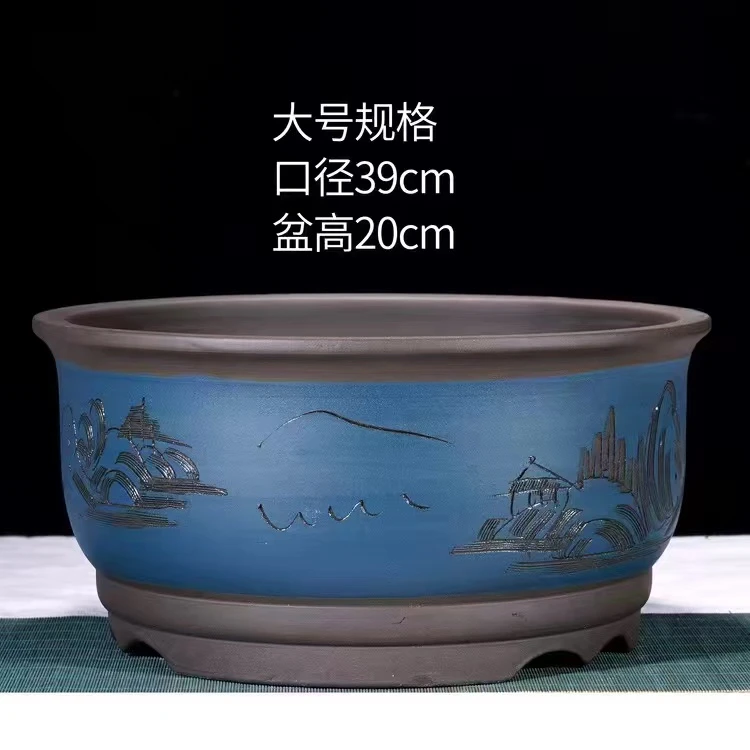 宜兴陶瓷特大号紫砂花盆 厂家直销中号口径种树专用盆 老桩盆包邮