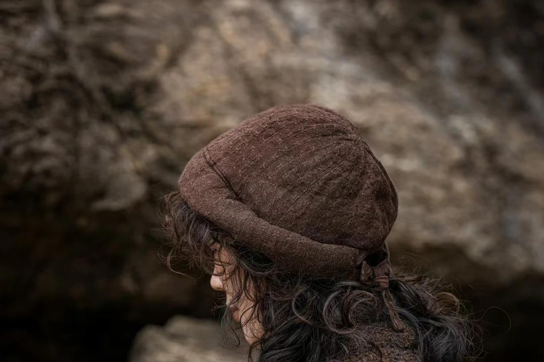 疯子张24冬款复古做旧亚麻系带设计小盆帽#08395