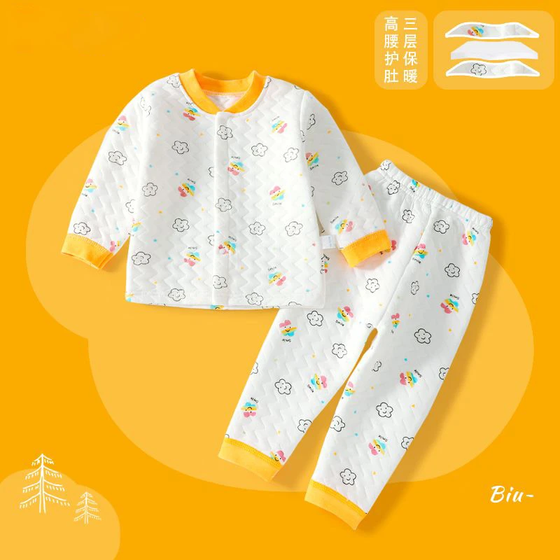 【宝宝保暖衣套装】纯棉男童女童衣服夹棉加厚秋冬季套装科学实验