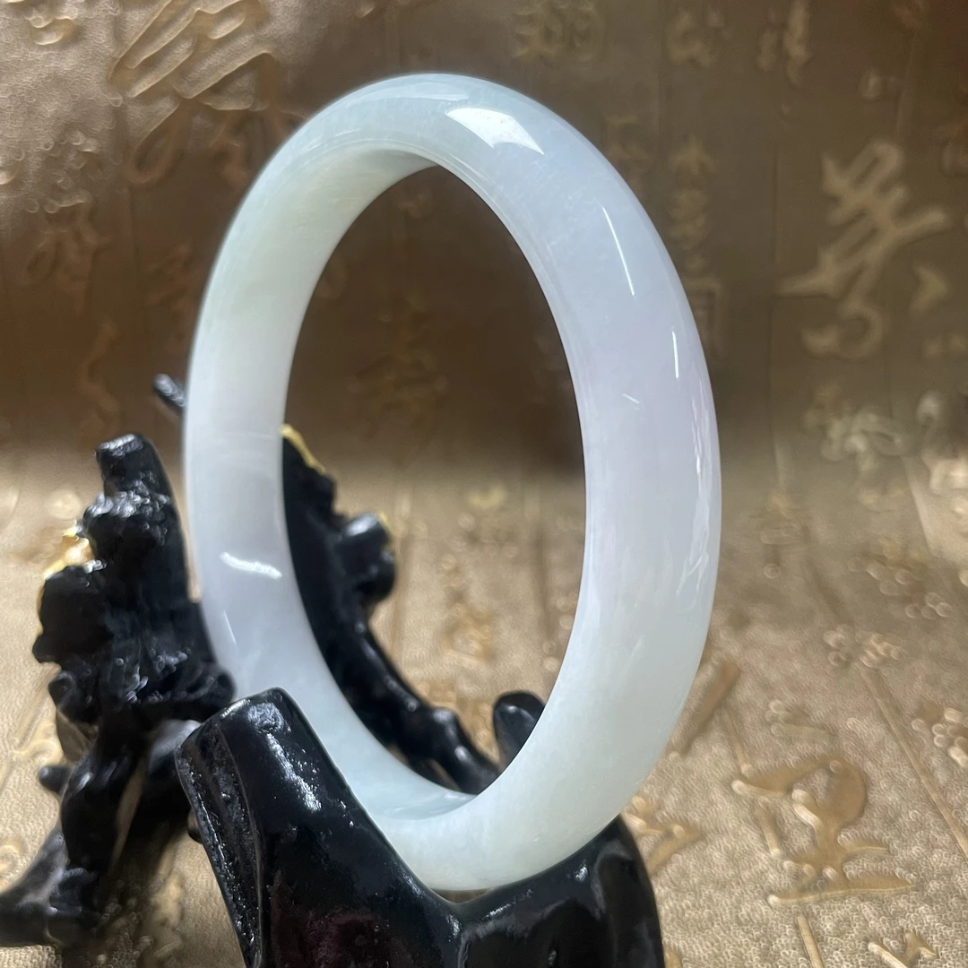 天然A货手镯冰春彩浅紫浅绿大圈口正圈64-66