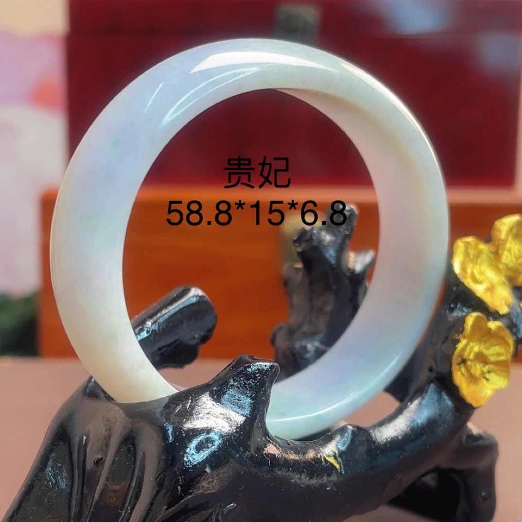 缅甸天然A货翡翠紫罗兰宽版手镯贵妃59圈相当于正圈56-57圈