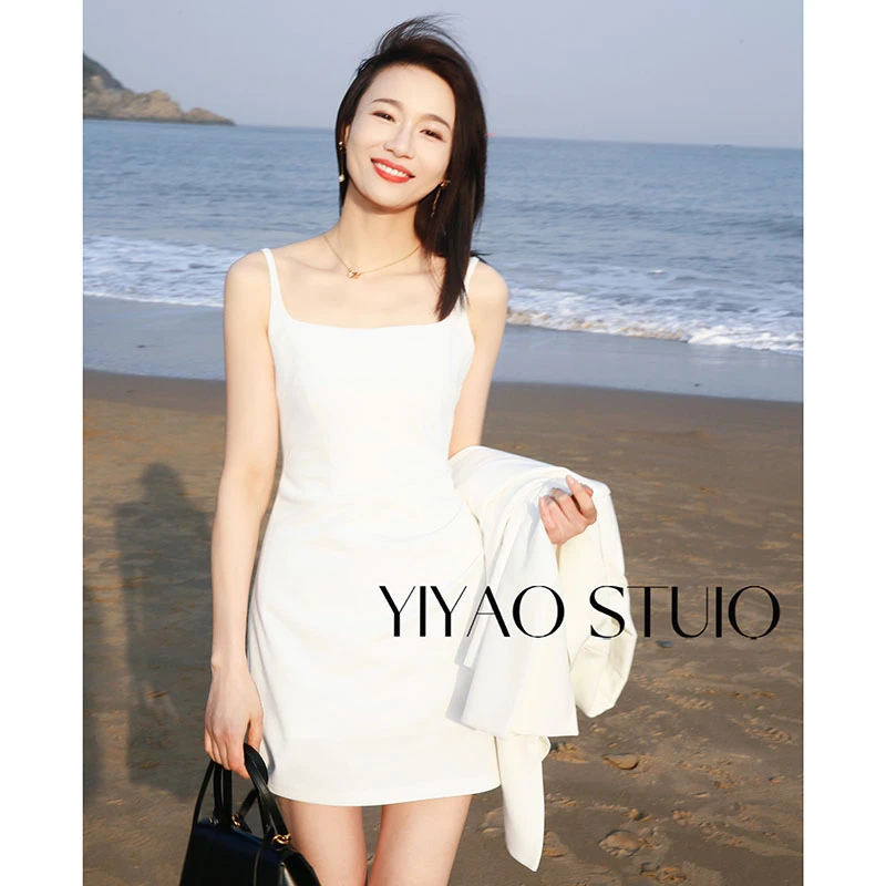 亦瑶定制  繁花 高级轻奢时尚显瘦气质优雅吊带连衣短裙4XLDD3354