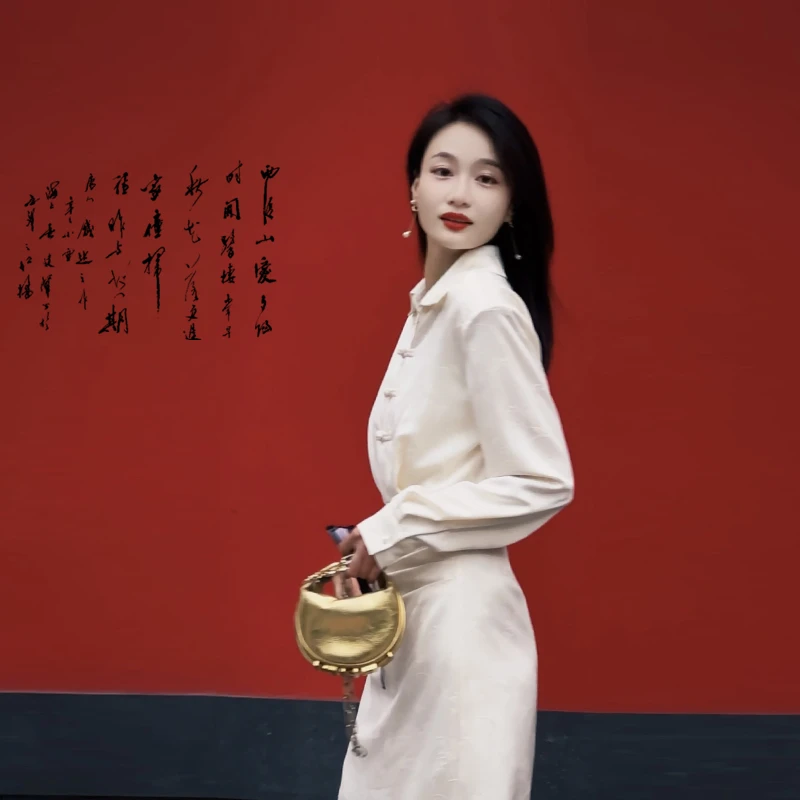 亦瑶定制  忆江南 高级轻奢显瘦气质假两件国风连衣长裙4CLJJ3205