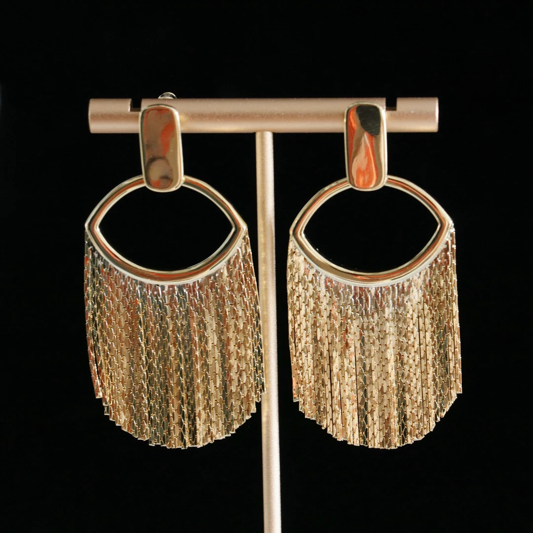 铜合金耳饰 高颜值大气欧美风气质流苏耳环Y89