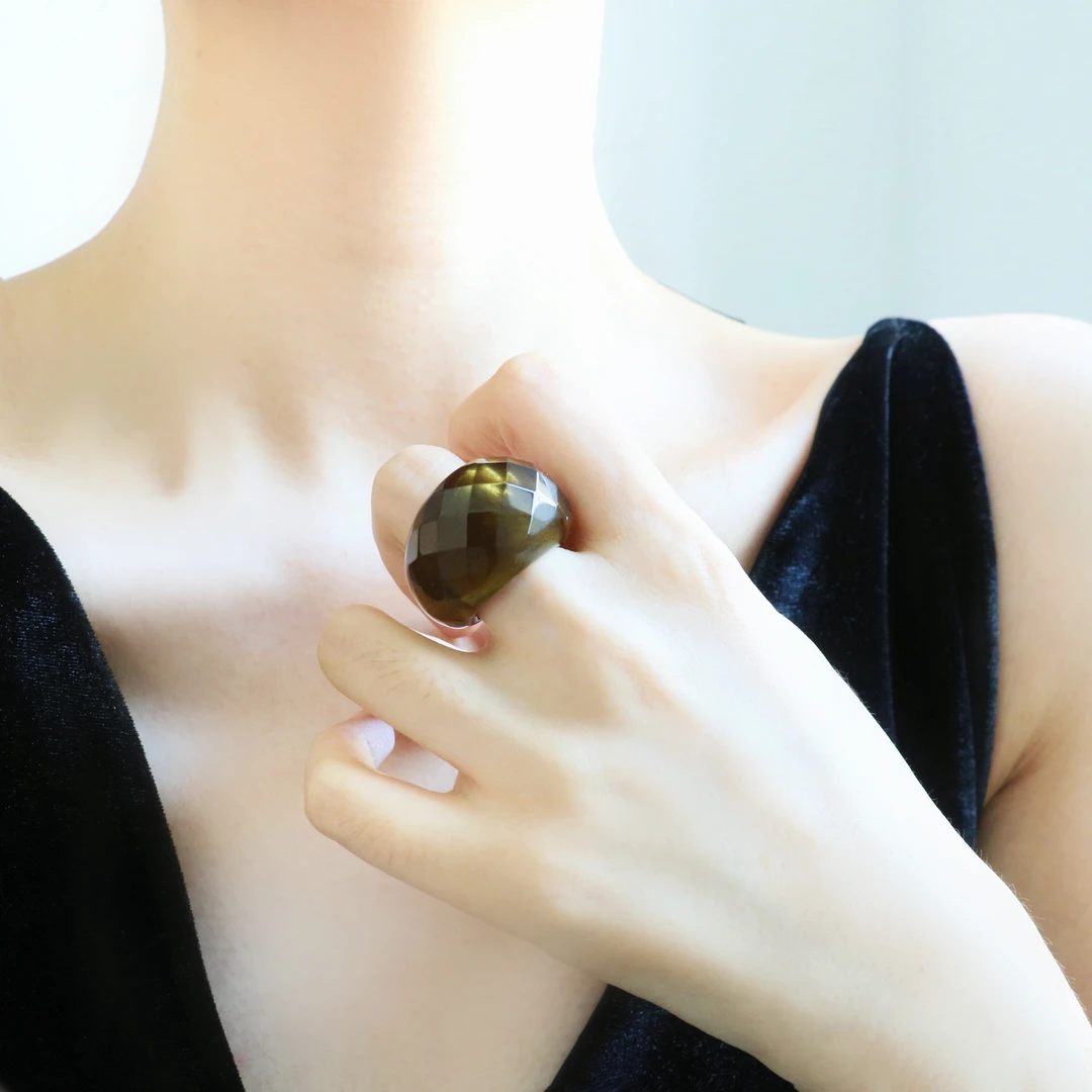 非金属仿水晶戒指 个性时尚重工雅丹小众设计师款戒指Y99