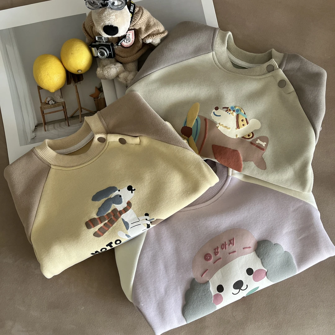 咔咔优米韩版3D立体绒面卡通加绒卫衣