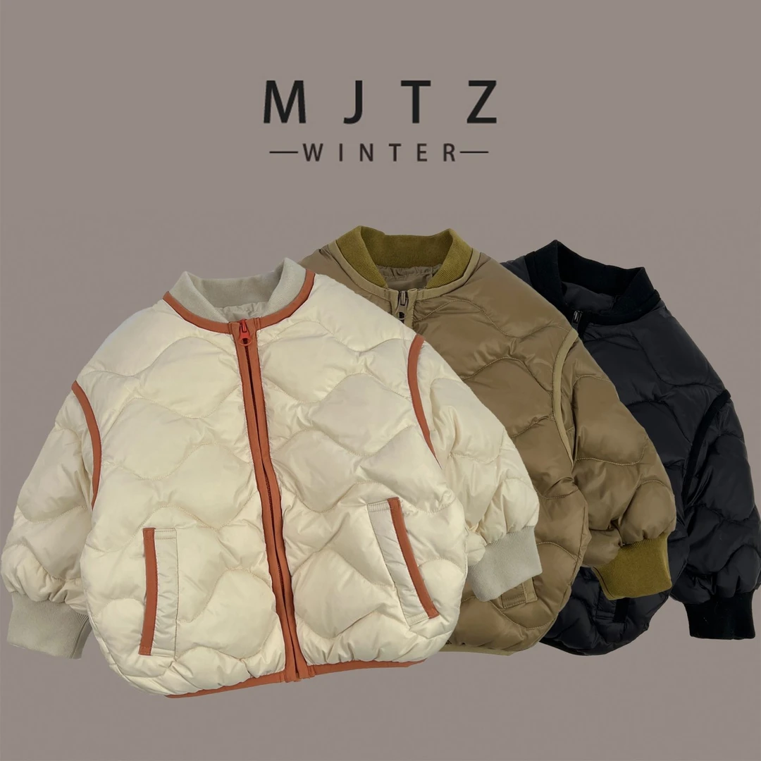 男童夹棉外套秋冬2023新款男女童棉服加厚宝宝棒球服儿童冬装棉衣