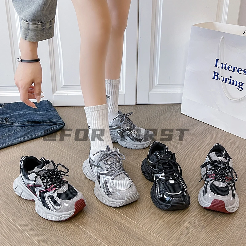 【MH】厚底老爹鞋女春秋季2024年新款时尚网面透气休闲跑步鞋