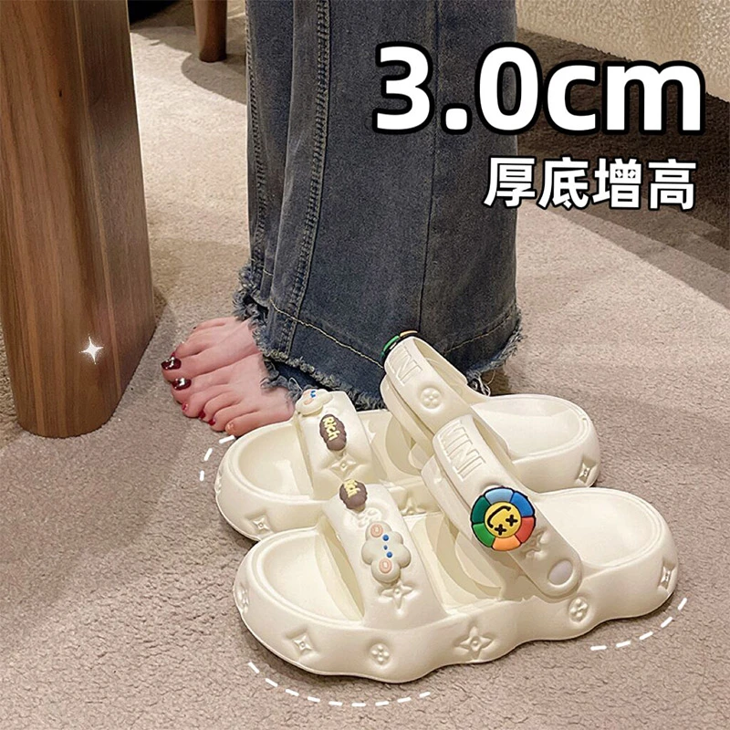 踩屎感厚底凉拖鞋女夏季外穿2023新款松糕增高两穿可爱沙滩凉鞋