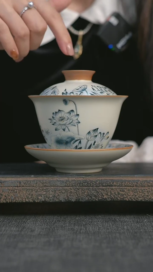 【闪购商品】AA荷韵三才盖碗@@D0026