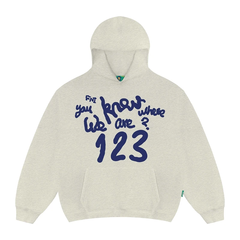 FNI自制 英文印花连帽卫衣男女情侣款加绒加厚潮牌套头衫冬季上衣