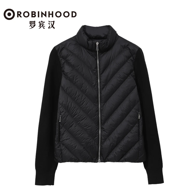罗宾汉鹅绒羽绒服拼接长袖羽绒衣- R238Y51102