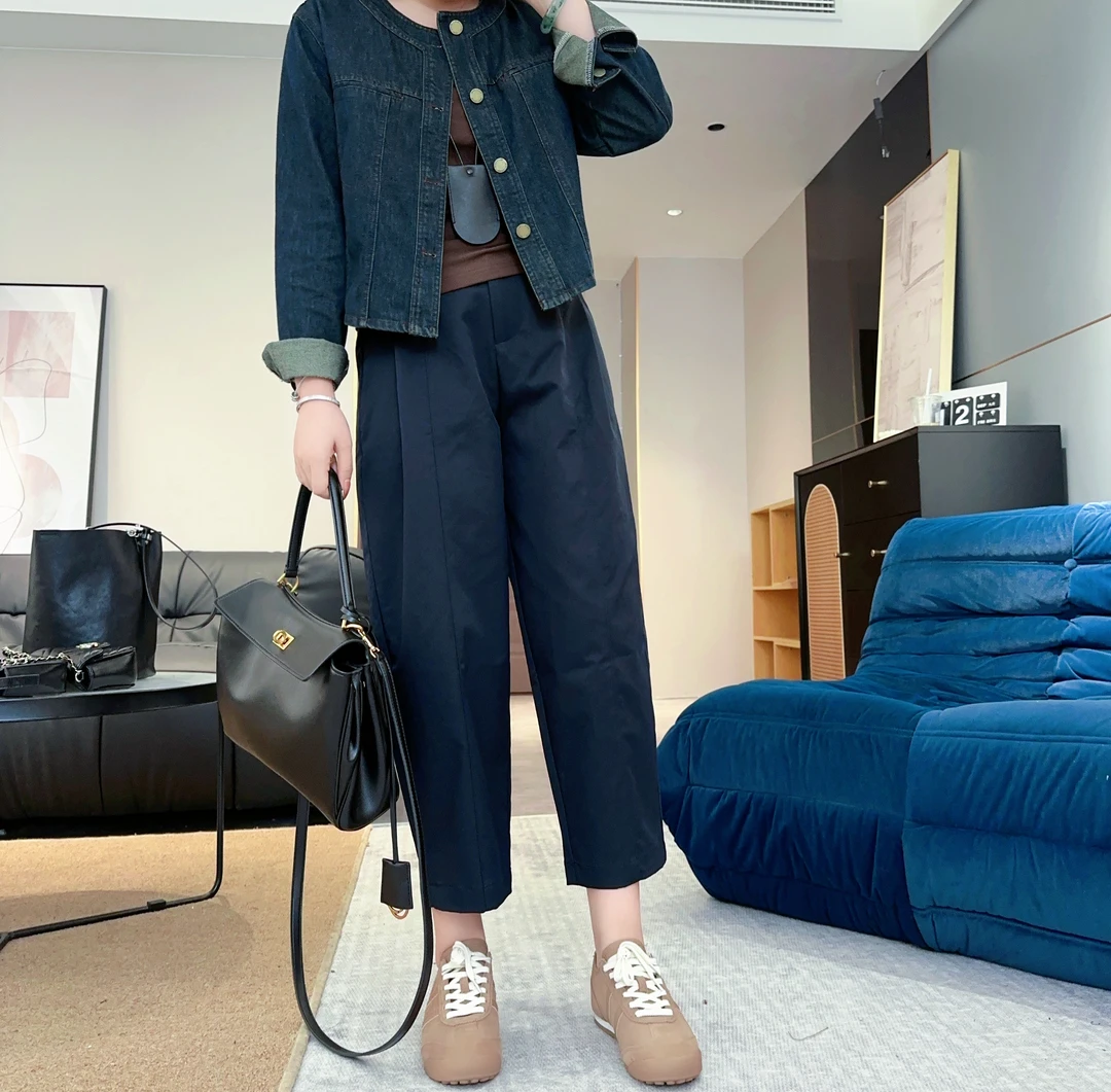 【欧加粒粒】秋季新款时尚简约小个子显瘦宽松女裤休闲裤 F68101