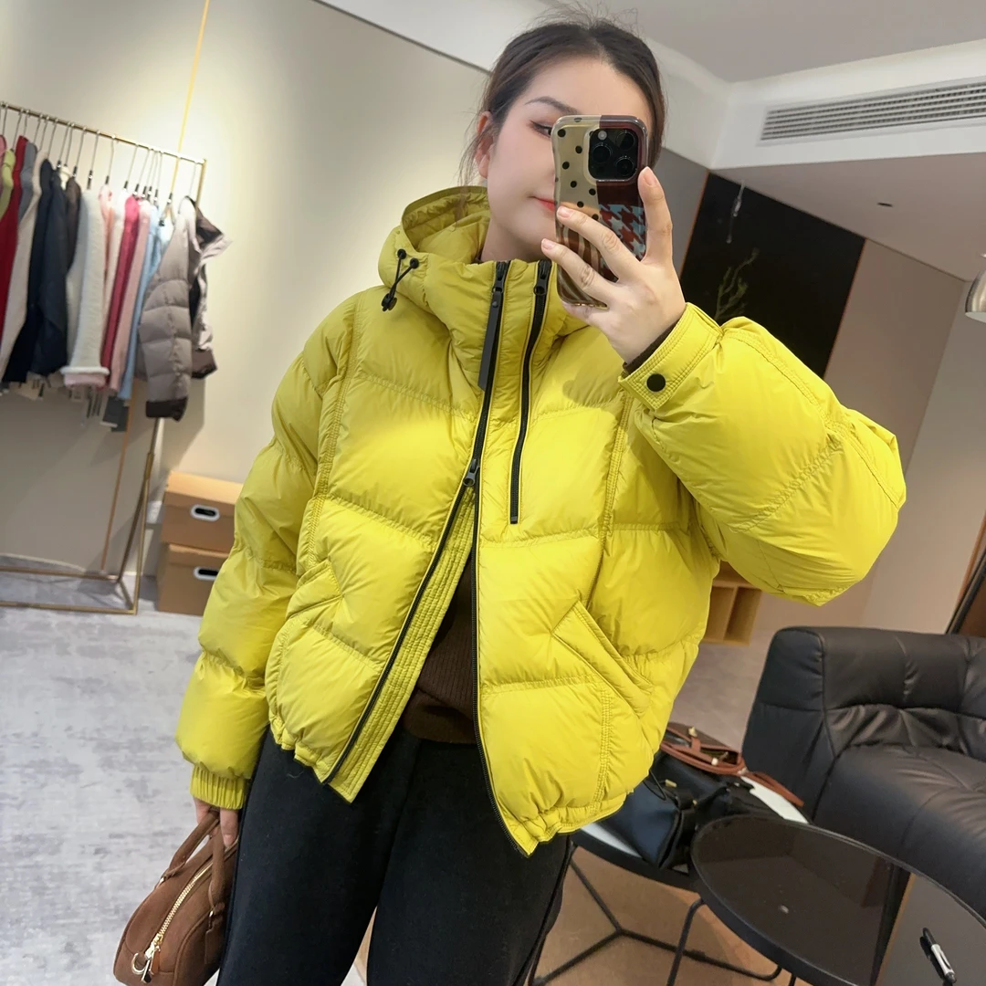 【欧加粒粒】2024冬款时尚百搭设计感双拉链带帽羽绒服D24102431