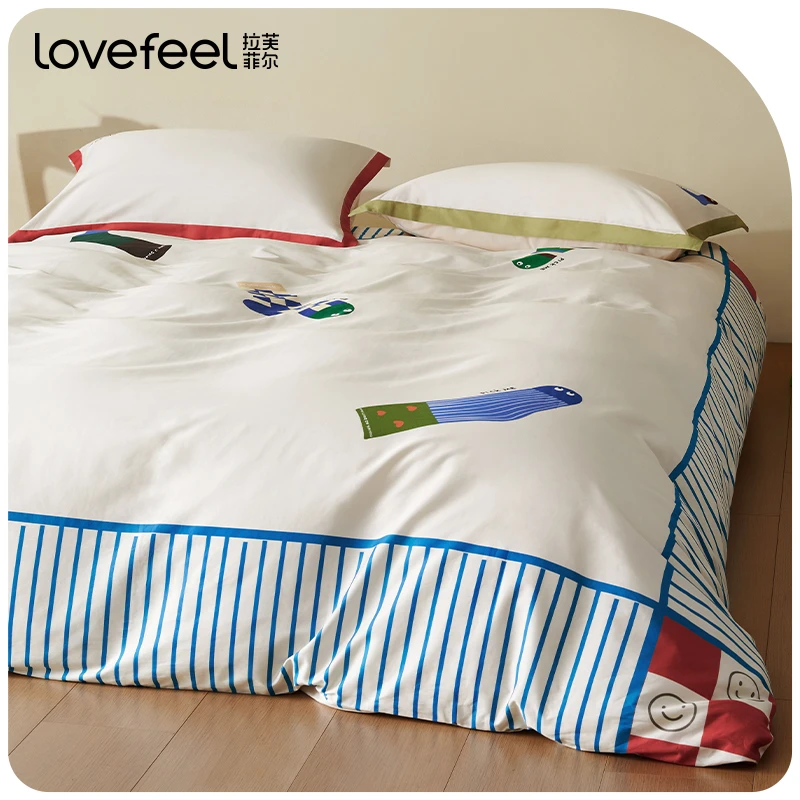 拉芙菲尔60S长绒棉趣味设计印花四件套 可爱全棉小众个性纯棉套件