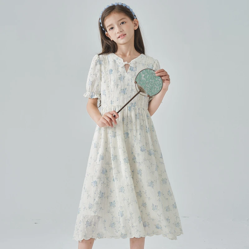 1348女童连衣裙儿童新款爆款中大童高贵上档次碎花甜美夏季连衣裙