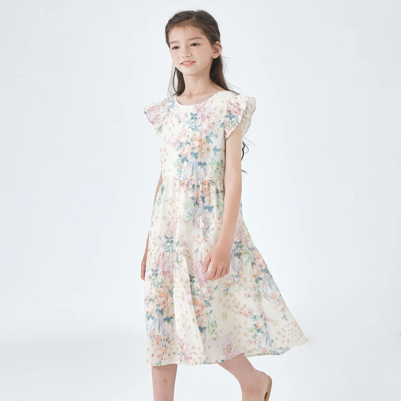 1332女童连衣裙新款莫奈花园洋气时髦碎花裙儿童裙中大童夏季童装