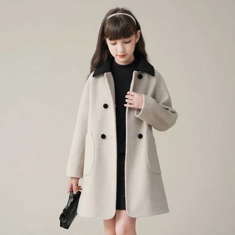 0918女童2023冬季新品儿童呢大衣中长款加厚毛呢大衣